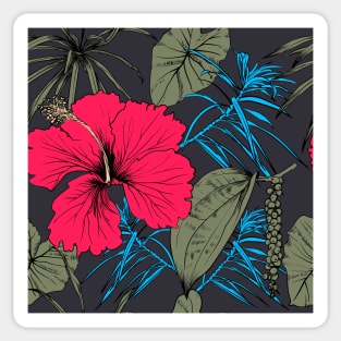 Tropical exotic flowers and leaves Sticker